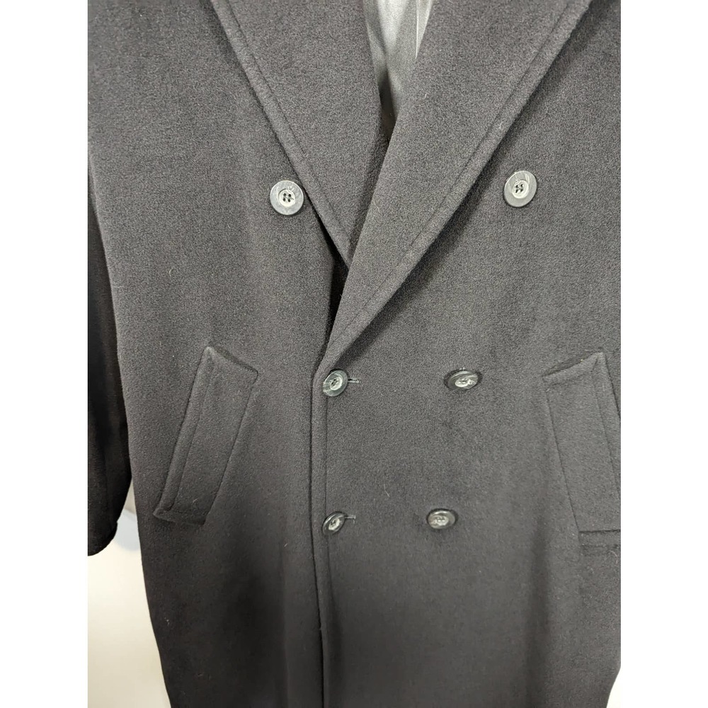 Vintage 80's MaxMara Made in Italy Black Wool Long Maxi Coat Double Breasted - Picture 5 of 12